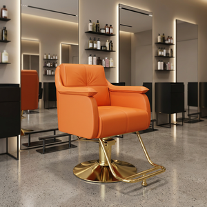 Modern <b>Barber</b> <b>Chair</b> Hydraulic Salon Styling <b>Chair</b> PU Leather 360 Degree Swivel Seat Black Gold Base for <b>Barber</b> Shop - Product Image 2