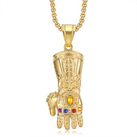 Collares de Joyería de Moda de Acero Inoxidable con Colgante de Guante de Hip Hop con Incrustaciones de Circonitas Cúbicas, Resistentes al Deslustre, Impermeables, para Hombres y Mujeres