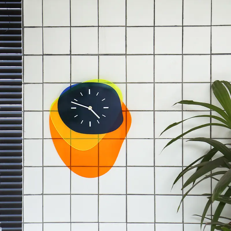 Nordique décoration de la maison horloge murale acrylique horloge de bureau chambre créativité acrylique verre organique horloges murales