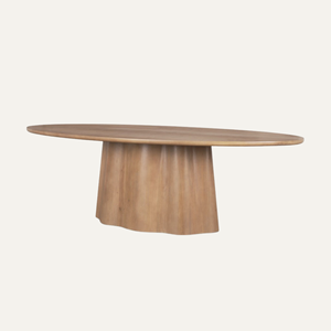 Mesa de Comedor Ovalada con Pedestal de Madera Sólida – Muebles Modernos de Lujo para Comedor - Product Image 1