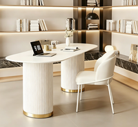 Table à manger moderne de luxe PURUO, blanche, 6 places, ovale, bureaux de maison et de bureau, table de cuisine nordique en bois massif, ensemble table et chaises