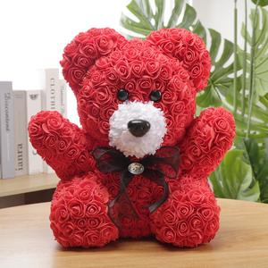 Offre Spéciale : Boîte Cadeau Ours en Roses Éternelles 25 cm – Série Cadeaux Ours Étreignant en Fleurs Artificielles pour Remises <span class=keywords><strong>de</strong></span> Diplômes, Anniversaires, Saint-Valentin - Product Image 1