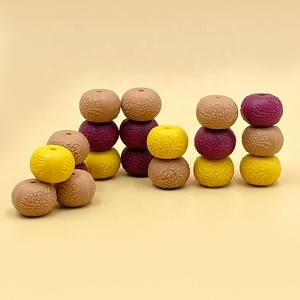 Cuentas de silicona de grado alimenticio con patrón en relieve, tipo ábaco, pequeñas, para accesorios de joyería, cuentas sueltas al por mayor, ¡las más vendidas! - Product Image 1