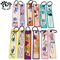 Usine en gros de haute qualité conception personnalisée porte-clés japon anime jet kawaii porte-clés textiles tissus broderie tissé porte-clés