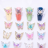 Nouveaux accessoires pour nail art papillon en alliage, effet laser irisé dégradé, transparent glacé, texture brillante 3D diamant, mignons pour ongles