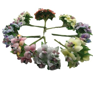 Fleurs artificielles en soie, fleurs de pêcher, feuilles roses, jaunes et vertes, décoration de mariage, décoration de la maison, artisanat, matériaux pour couronnes DIY - Product Image 5