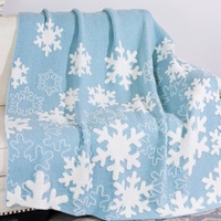 Couverture tricotée jacquard bleue 50*70 anti-décoloration, lavable et écologique, pour décoration intérieure multi-scénarios, vente en gros OEM/ODM