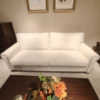 Conjunto de Sofá y Sillón de Madera Maciza, Estilo Clásico Minimalista, Diseño Retro Americano, Remaches Decorativos, Muebles Ecológicos para Villa Retro