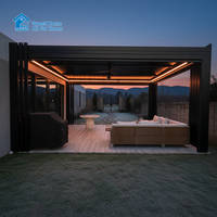Pergola motorisée en aluminium de style chinois Sweet Home avec lamelles de toit rétractables, imperméable et offrant une protection UV pour jardin et terrasse