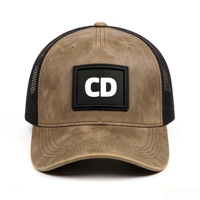Casquette Trucker Unisexe Vintage avec Patch en Caoutchouc Lettres CD, Visière Courbée Classique, Réglable, Respirante, Protection Solaire