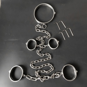 Manette e Cavigliere in Acciaio Inossidabile Nere Nuove di Zecca e Collare, Giocattoli <span class=keywords><strong>BDSM</strong></span> per Adulti - Product Image 4
