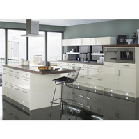 Meuble de cuisine moderne et simple Prima en chêne massif avec panneau de rangement style noyer