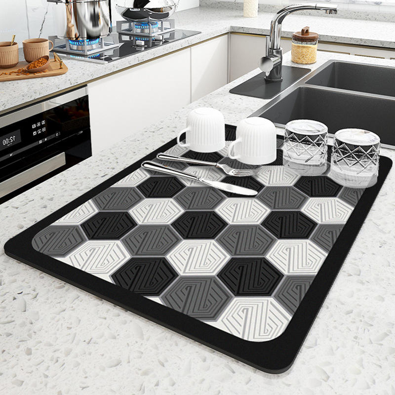 Patrón hexagonal de cuadros grises y blancos.