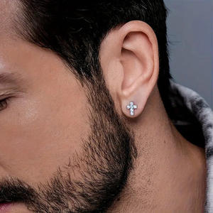 Pendientes de Cruz Papah Ammanstion, Plata 925, Oro Blanco, Joyería Religiosa Cristiana Unisex para Ceremonias - Product Image 6