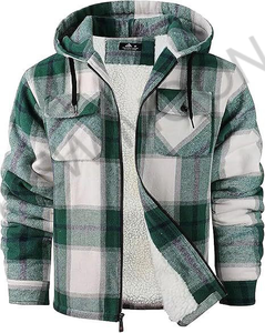 <span class=keywords><strong>Giacca</strong></span> con Cappuccio in Finta <span class=keywords><strong>Pelle</strong></span> e Flanella per Uomo, Cappotto Invernale Caldo con Cerniera a Quadri e Fodera in Pile Sherpa - Product Image 5