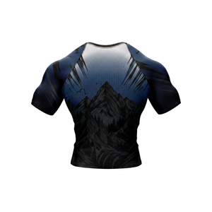 Mountain Print Rash Guard Short Sleeve <b>Men</b> Quick Dry Spandex Polyester <b>Compression</b> <b>Shirt</b> Adult Sport Top OEM Rash Guard - Product Image 6