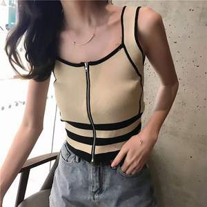 Gran oferta 2025, chaleco de bloque de Color a rayas sin mangas para mujer, chalecos de secado rápido con cremallera, ropa de verano para mujer - Product Image 5