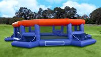 Jeu de football gonflable sur le thème du sport pour enfants et adultes, terrain de football circulaire gonflable avec filet au dessus