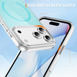 Mới Vẻ Đẹp Bling Shining Bìa Chống Sốc Từ Trong Suốt Long Lanh Chống-Vàng Trường Hợp <span class=keywords><strong>TPU</strong></span> Và Acrylic Trường Hợp Cho IP 17 Pro - Product Image 5