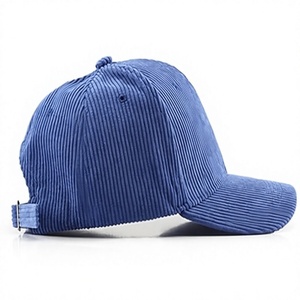Gorra de Béisbol Unisex de Pana Azul, 6 Paneles, Hebilla Metálica Ajustable, Color Sólido Informal, Gorra de Primavera/Verano para Adultos - Product Image 1