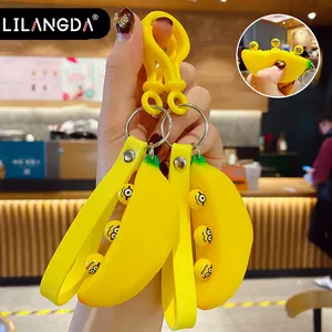 Bán sỉ banana mặt dây chuyền keychain-Phim Hoạt Hình Giải Nén Đồ Chơi Móc Chìa Khóa Nữ Túi Mặt Dây Chuyền Silicone Mô Phỏng Chuối Keychain