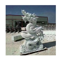 Statues de dragon chinois en marbre blanc Décoration murale de paysage de jardin Conception de cercle élégante pour les espaces extérieurs