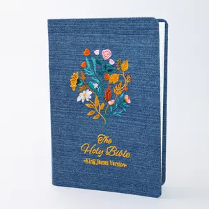 Alta calidad para colorear bordado Jean Denim Biblia papel libro impresión