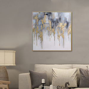 <span class=keywords><strong>Peinture</strong></span> à l'huile abstraite or scintillante Design moderne Art mural pour salon <span class=keywords><strong>chambre</strong></span> bureau toile enveloppée - Product Image 4