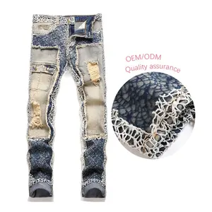 Pantalones vaqueros rasgados con múltiples bolsillos de estilo Punk, pantalones cónicos ajustados con telaraña, pantalones ajustados de cintura media de tendencia personalizada Vintage