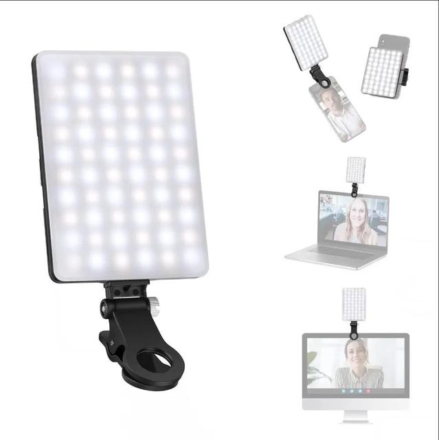 NEEWER Rechargeable 60 LED Selfie Phone Clip Light CRI 95+ 3 Modes Dual-Side Portable Fill Clip LED Video Light
