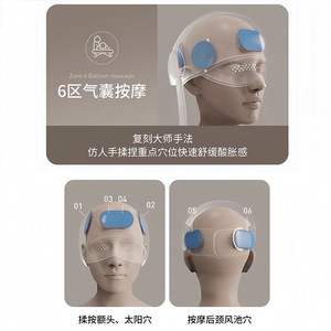 Casco de masaje para la cabeza con terapia de calor eléctrico para los ojos, recargable por USB, con control de botones, para dormir y viajar - Product Image 4