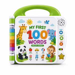 Livre personnalisé pour enfants sur les <span class=keywords><strong>100</strong></span> premiers mots, bilingue anglais-espagnol, jouet éducatif électronique tactile, livre parlant, fabricant OEM ODM - Product Image 1