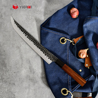 Couteau de boucher forgé noir avec manche en bois 9Cr18Mov Style japonais Sakimaru en acier au carbone pour la coupe de la viande dans la cuisine