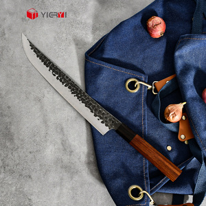 Couteau de boucher forgé noir avec manche en bois 9Cr18Mov Style japonais Sakimaru en acier au carbone pour <span class=keywords><strong>la</strong></span> coupe de <span class=keywords><strong>la</strong></span> viande dans <span class=keywords><strong>la</strong></span> cuisine - Product Image 5