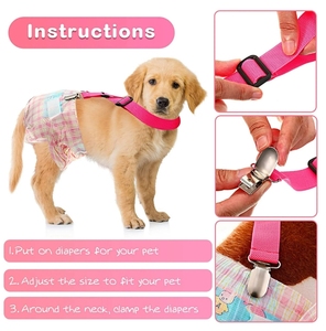 2 Piezas de Pañales de Lujo de Algodón para Perras con Tirantes, Reutilizables, para Cachorros, Bandas Protectoras para el Vientre - Product Image 6