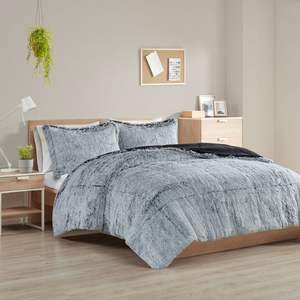 DB Shaggy Long Fur <b>Comforter</b> Mini <b>Set</b> Woven Floral Printed Pattern King Queen Sizes for Home Wedding Hospital Durable Polyester - Product Image 1