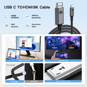Uniean <span class=keywords><strong>USB</strong></span> để HDMI Adapter Loại C để HDMI 2.1 Video Cáp 8k4K60hz 48Gbps tốc độ cao cáp cho điện thoại di động máy tính xách tay để TV - Product Image 2