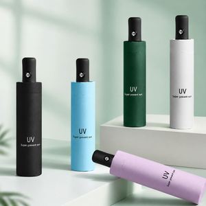 Parapluie publicitaire OEM pas cher avec logo personnalisé, ouverture automatique, 3 plis, anti-UV, étanche, compact, pour voyage, vente en gros, commandes en gros - Product Image 1