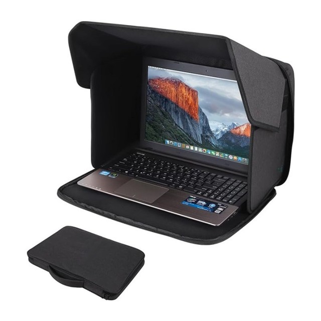 E-MYWAY Laptop Sun Shade Glare Shield Privacy Screen Hood Outdoor Foldable Stackable Flip-Top Closure Shield Cover Polyester