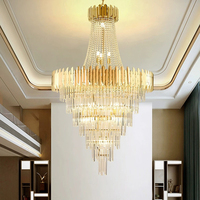 Lustre en cristal de luxe post-moderne, grand modèle pour bâtiments duplex, villas, salons, halls d'hôtel, luminaire suspendu LED pour escalier tournant