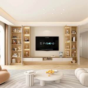 Meuble <span class=keywords><strong>TV</strong></span> mural moderne en bois de style Minamai pour appartement et école - Product Image 2