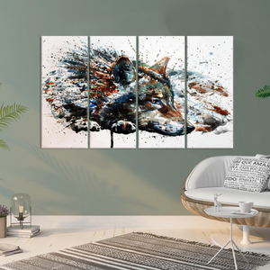 Elegante Juego de 4 Cuadros Decorativos con Impresión de Lobo Estilo Art Deco, Paneles Gráficos Modernos para Colgar - Product Image 3