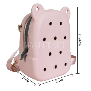 Mochila de PVC con dibujos animados, orejas de oso y correa desmontable para niñas, bolso escolar cruzado a la moda, cierre de cremallera impermeable - Product Image 6
