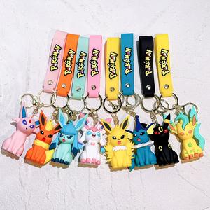 3D Anime dibujos animados personalizado silicona bolsillo monstruo figura Pokemoned llavero PVC Sylveon Eevee serie bolsa colgante Pikachu llavero - Product Image 1