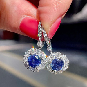 Orecchini Pendenti con Zircone Blu, Eleganti Orecchini Lunghi per Donne, Gioielli Regalo per Anniversario - Product Image 1