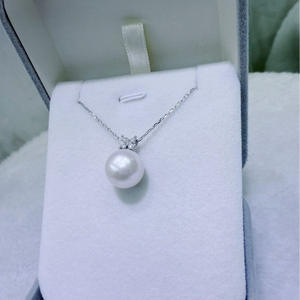 Collar de Perlas de Agua Dulce Redondas Naturales de Zhuji de 12-13 mm con Colgante de Plata de Ley, Accesorio de Lujo Ligero para Mujer - Product Image 1