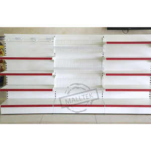 Étagère d'angle métallique robuste pour supermarché, présentoir double face sur pied, étagère à angle droit - Product Image 2