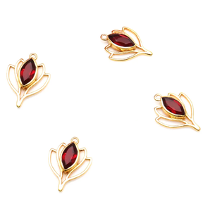 25x18mm Fleur de Lotus Marquise Forme Gemme Connecteur Charme Rose Plaqué Or Bijoux Lâche Bleu Vert Violet Noir Marron - Product Image 1