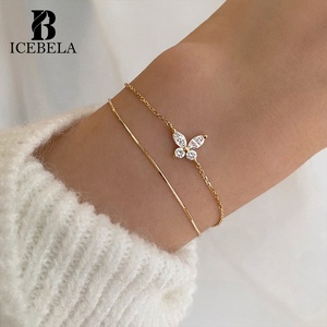 Braccialetto Semplice e Lussuoso in Argento Sterling S925 Placcato <span class=keywords><strong>Oro</strong></span> 18K con Zirconi Brillanti a Forma di Farfalla per Ragazze - Product Image 3