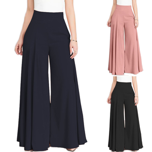 Pantalon droit taille haute décontracté pour femme, style vintage, mode bureau, respirant, anti-plis, fermeture élastique, longueur totale, 100% - Product Image 1